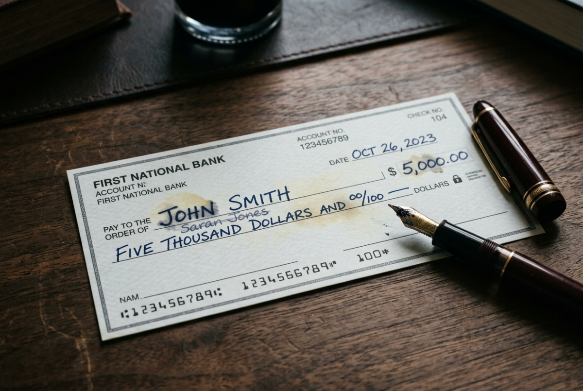 check washing fraud alters a stolen check