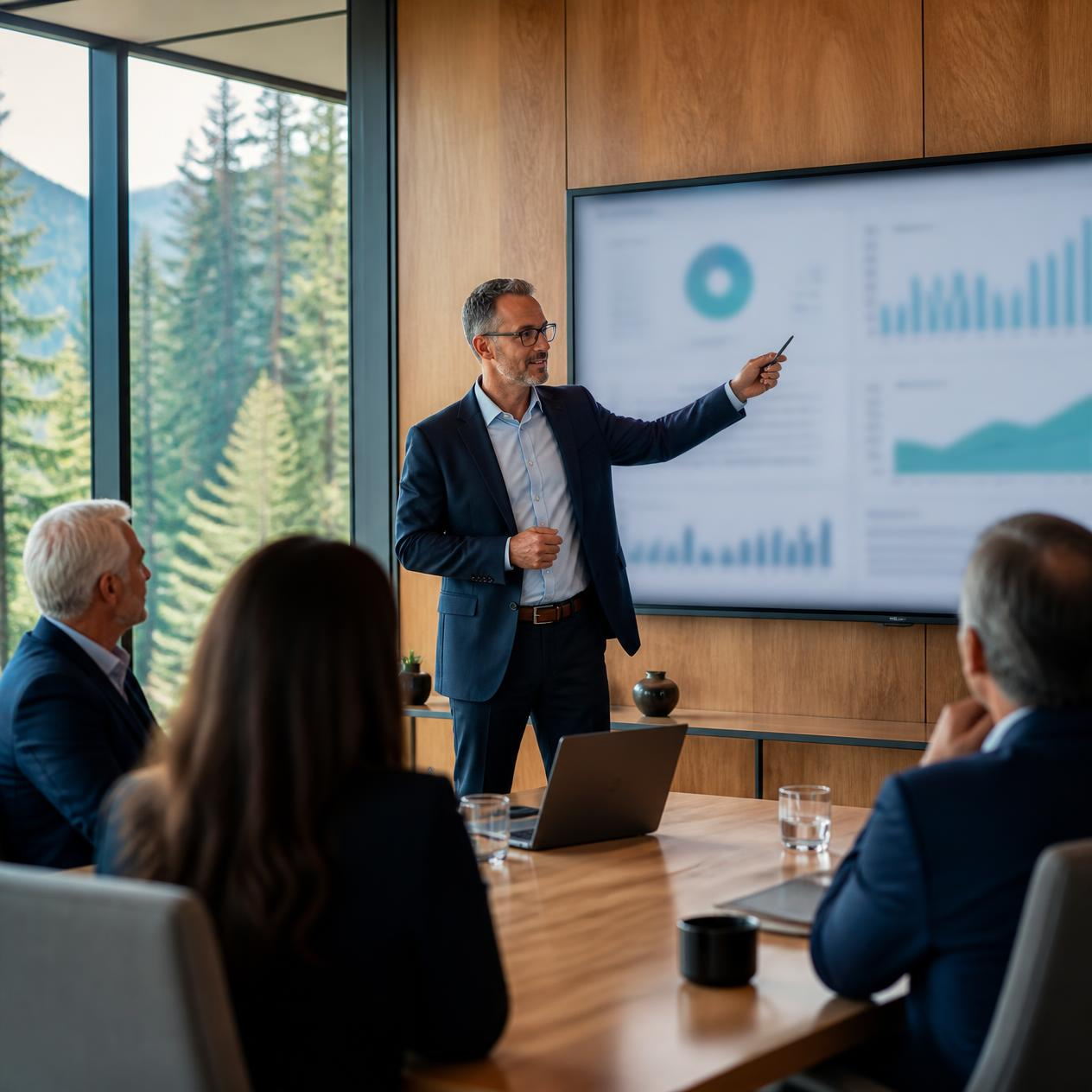 CFO presenting financial information at a board meeting